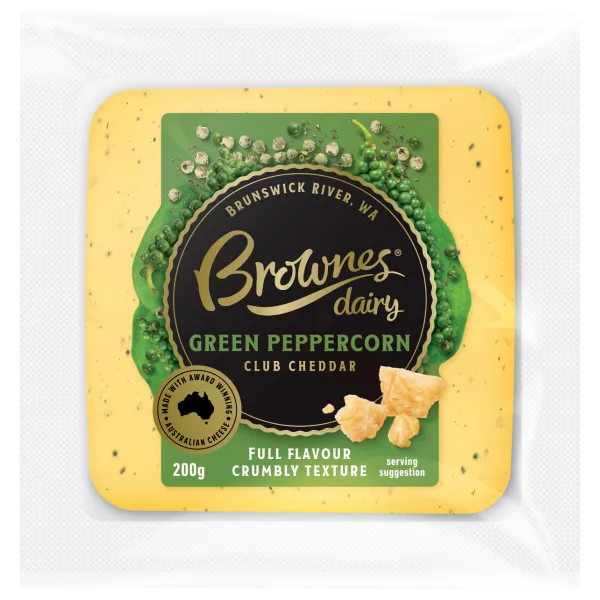 Brownes Green Peppercorn Club Cheddar Cheese 200g