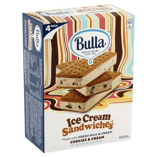Bulla Ice Cream Sandwiches Cookies & Cream 4pk