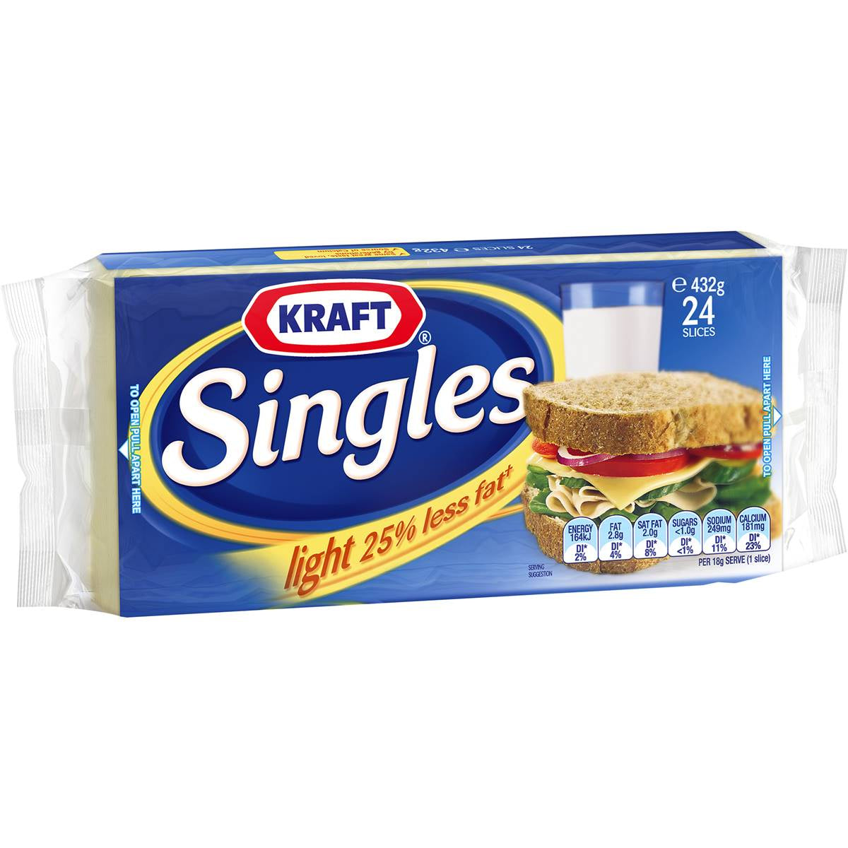 Kraft Light Cheese Singles 432g