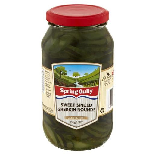 Spring Gully Sweet Spiced Gherkin Rounds 550g