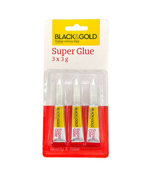 Black & Gold Super Glue 3g 3pk