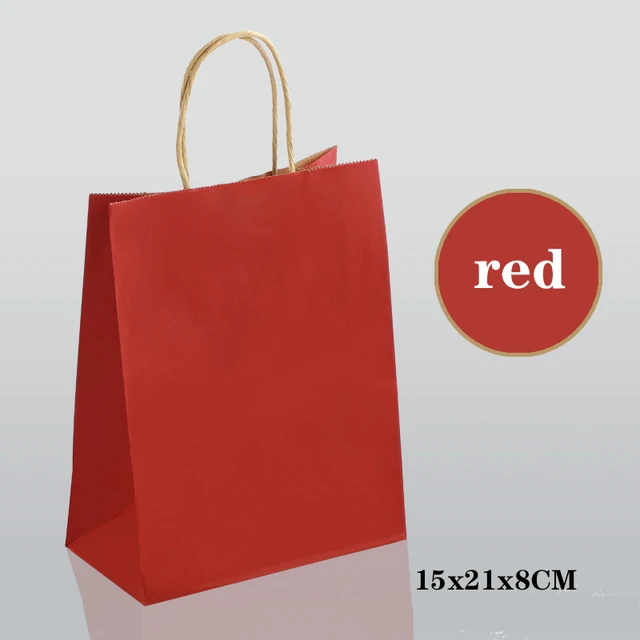 Gift Bag Kraft with Handle Red 15x21x8cm