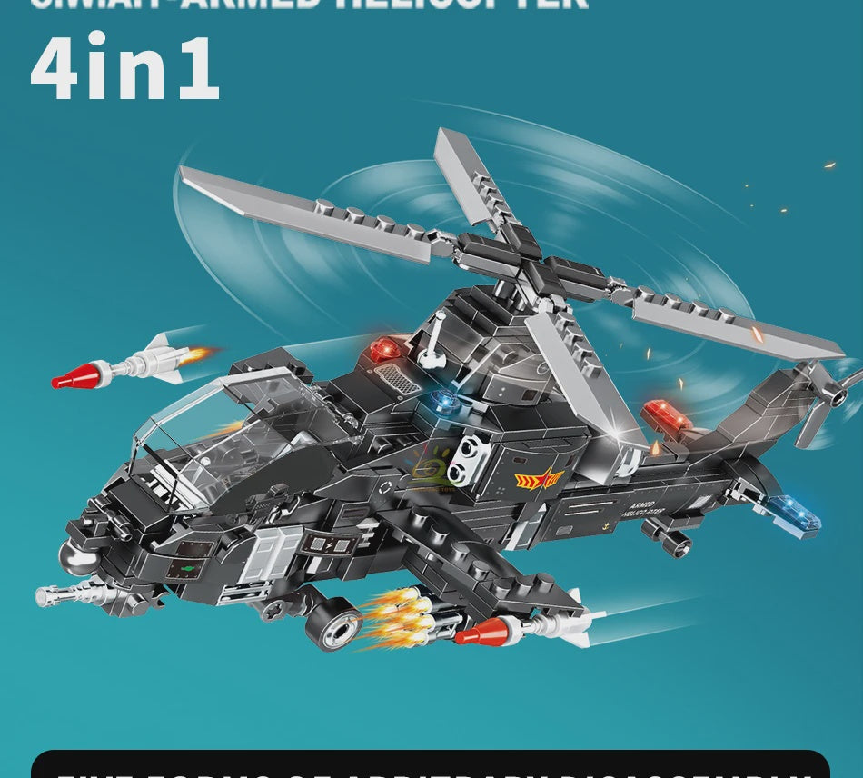 Building Blocks 4in1 Swat Police Series Armed Helicopter 423pce