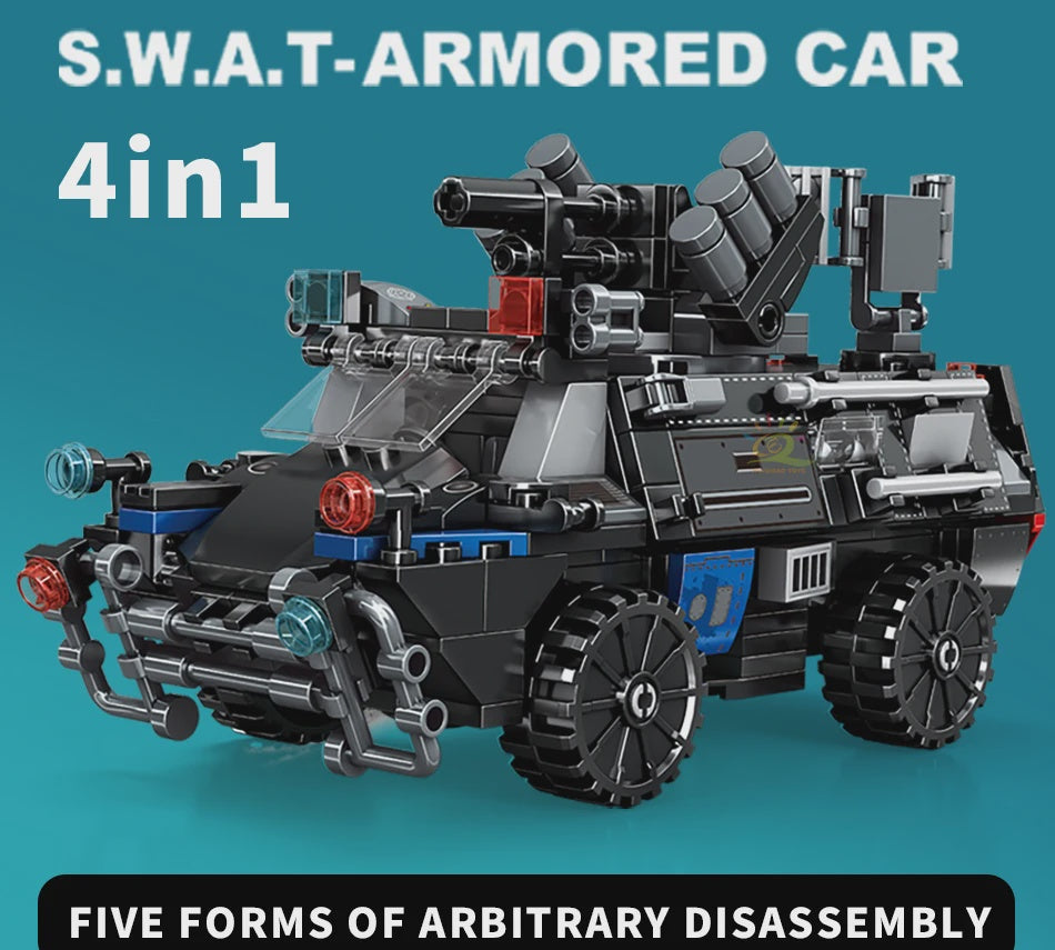 Building Blocks 4in1 Swat Police Series Armoured Car 415pce