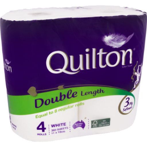 Quilton Double Length Toilet Rolls 3ply 4pk