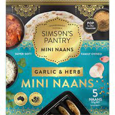 Simpsons Pantry Mini Garlic & Herb Naan 5pk 225g