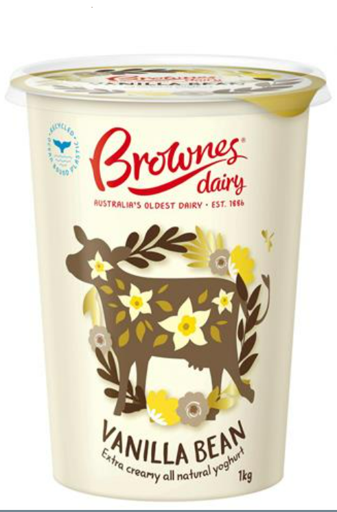 Brownes Natural Yoghurt Vanilla Bean 1kg