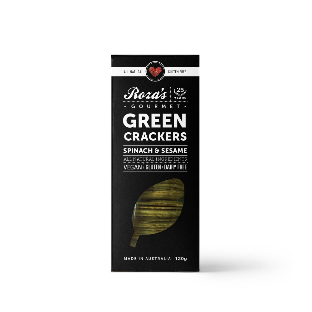 Roza's Green Crackers Spinach & Sesame 120g