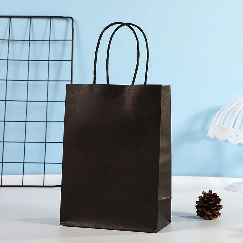 Gift Bag Kraft with Handle Black 12x16x8cm