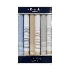 Rosdale Mens Handkerchief Box 6 Assorted