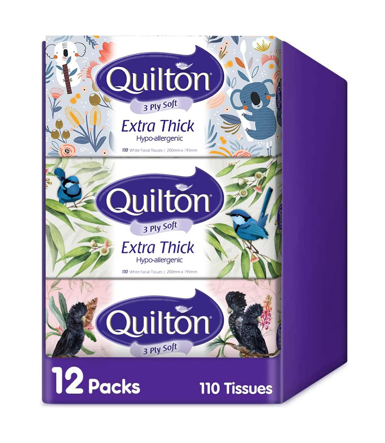 Quilton Facial Tissue Box Bulk 110 x 12pk