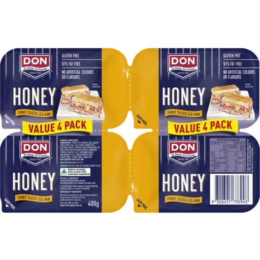 Don Shaved Honey Ham 4pk 400g