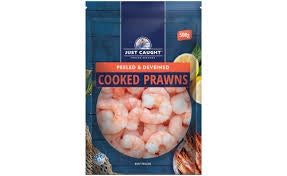 Just Caught Prawns Cooked Tail Off 350g