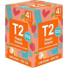 T2 Iced Tea Peach & Raspberry Amore 250mL 4pk