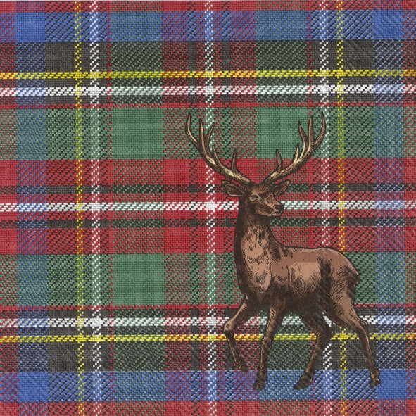 Stag on Tartan Napkins Cocktail