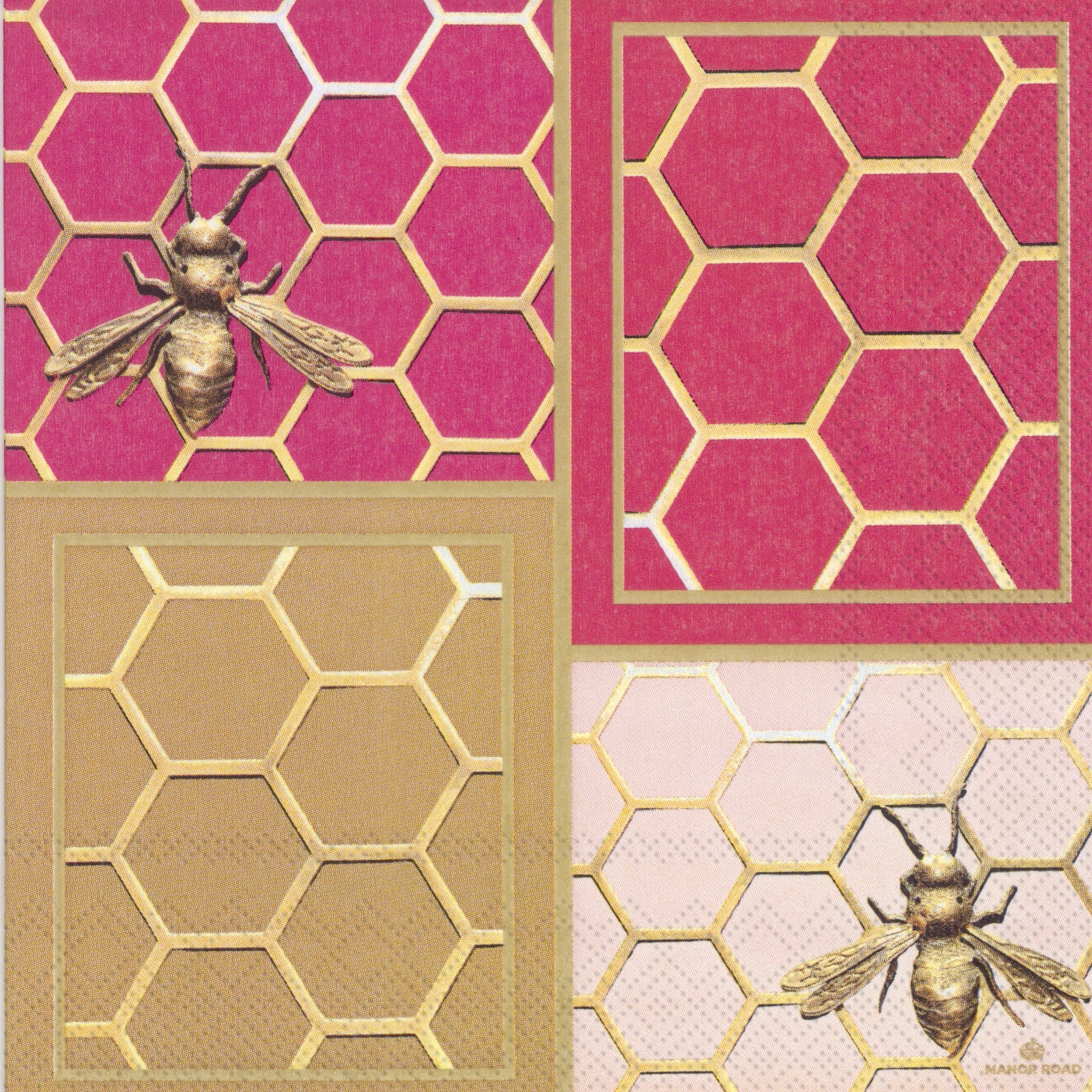 Colourblock Bees Napkins Cocktail