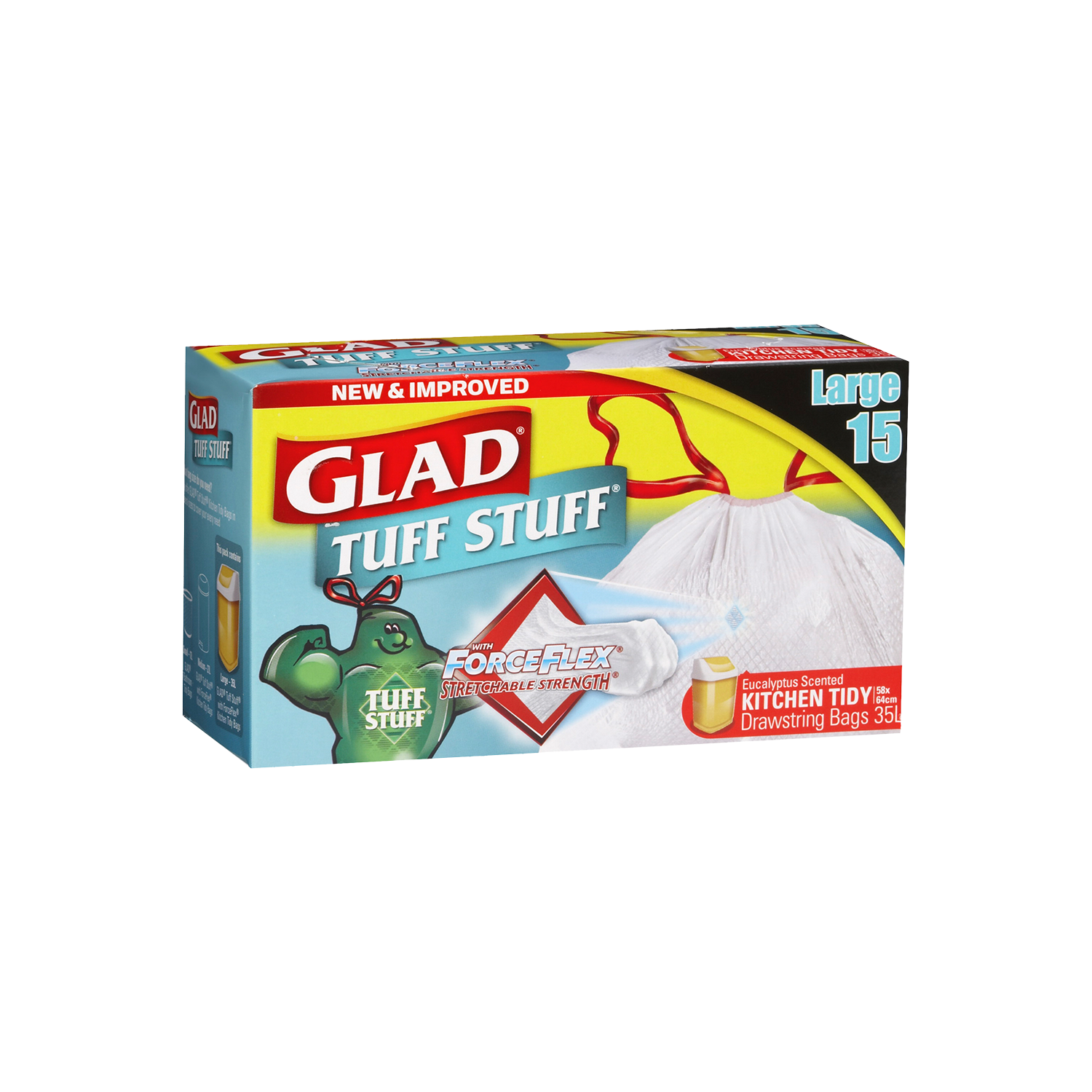 DNRGlad Tuff Stuff Kitchen Tidy Bags Large 35L 15pk