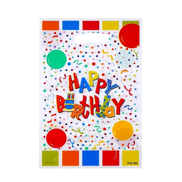 Gift Bag Happy Birthday Plastic 16x25cm 10pk