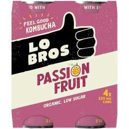 Lo Bros Kombucha Passionfruit 250ml 4pk