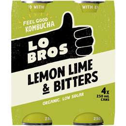 Lo Bros Cans Soda – Lemon Lime & Bitters 250ml 4 Pack