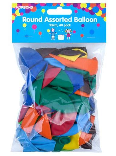 Korbond Balloon Assorted 40pk