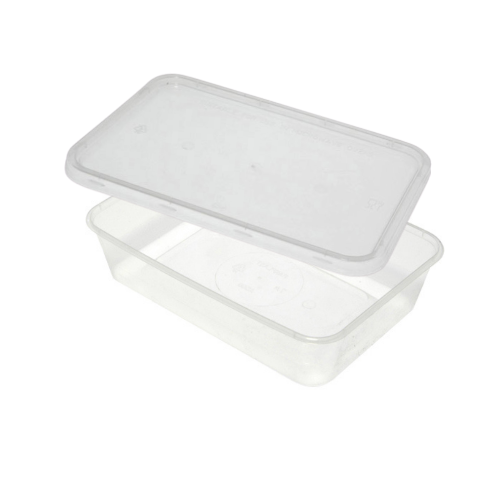 Rectangle Plastic Container & Lid 500mL 10pk