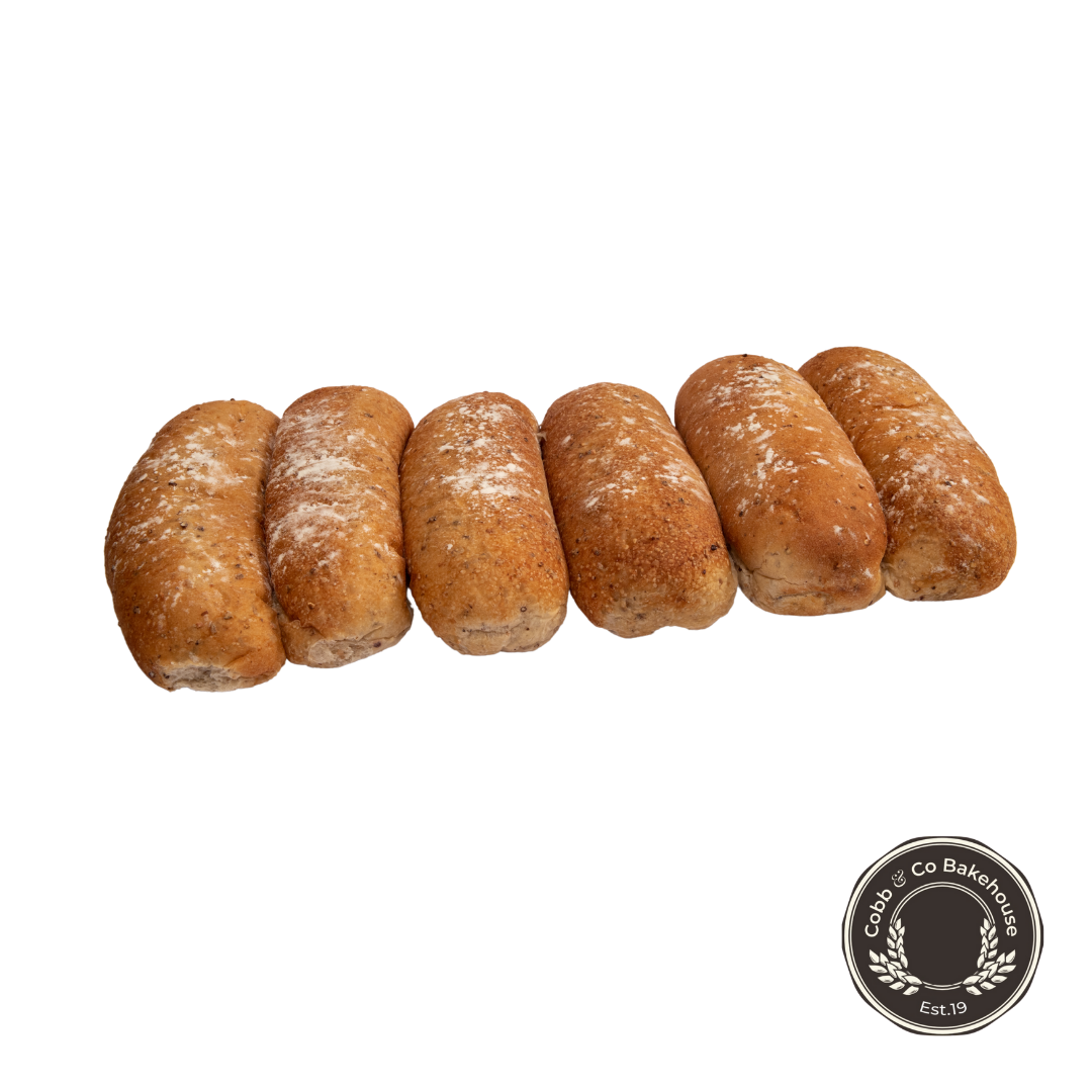 Cobb & Co Hot Dog Roll Multigrain Baked 6pk