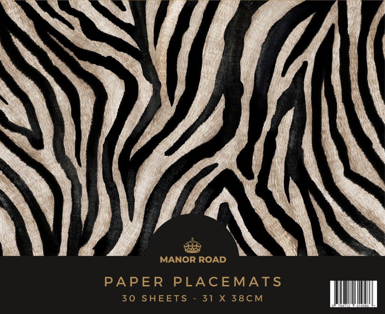 Manor Road Paper Placemats - Zebra 30pk