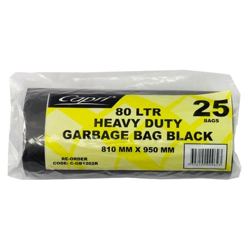 Black Garbage Bin Rolls 80L 25pk