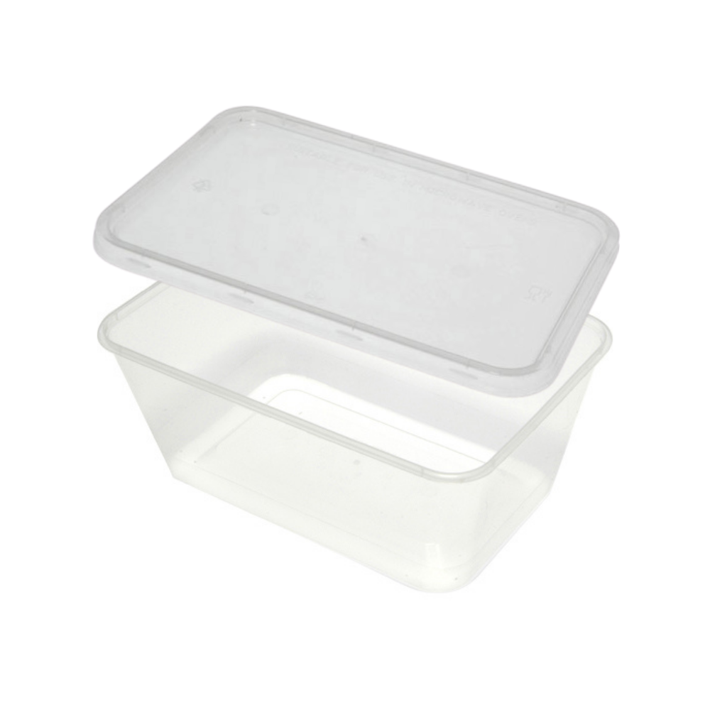 Rectangle Plastic Container & Lid 1L 10pk