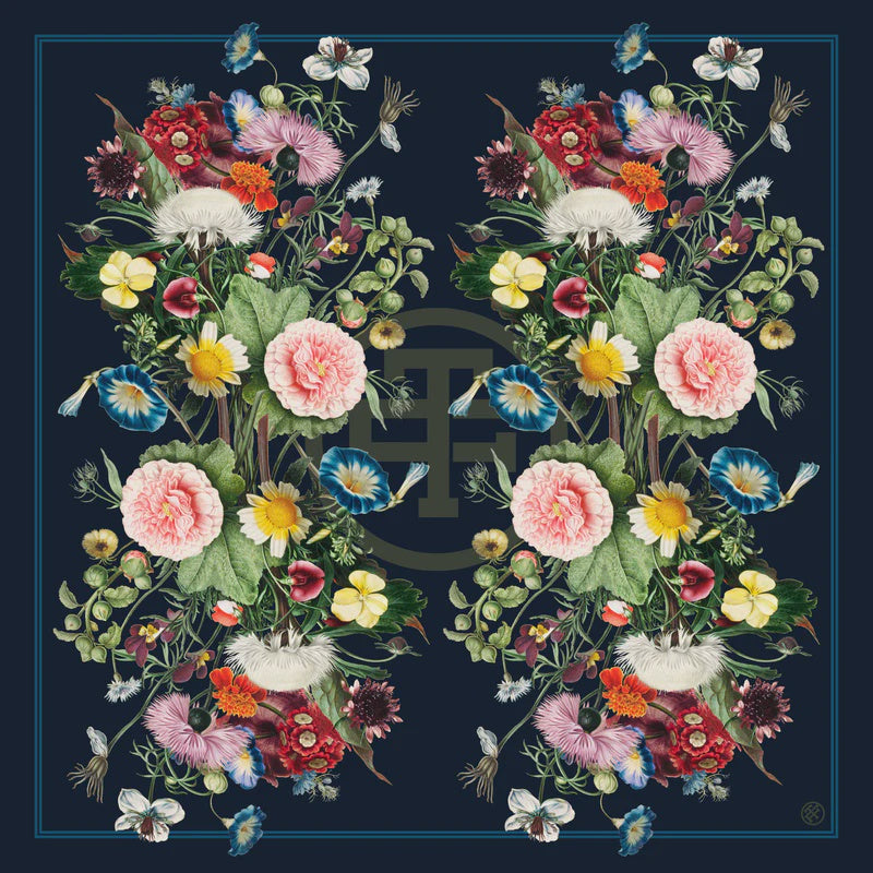 Silk Twill Headscarf Alina Navy 75cm