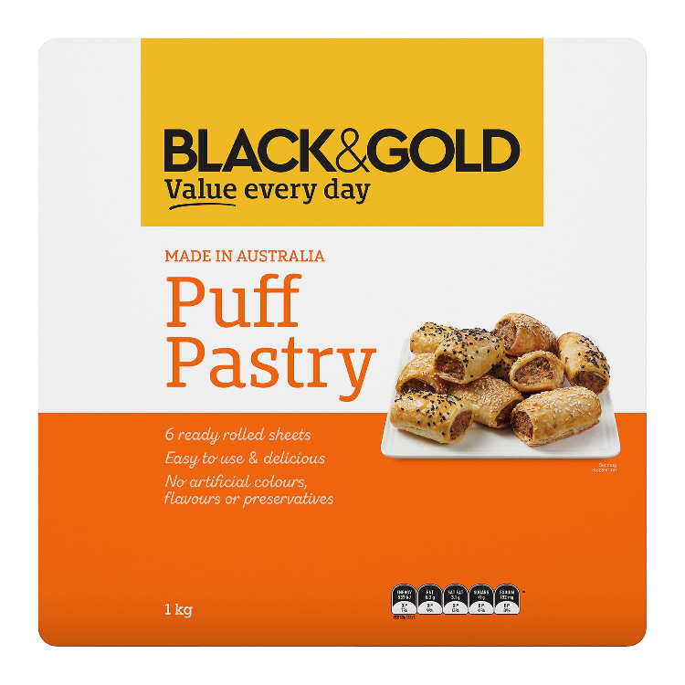 Black & Gold Puff Pastry Sheets 1kg