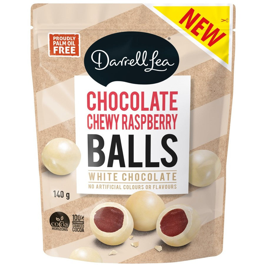 Darrell Lea White Chocolate Raspberry Balls 140g