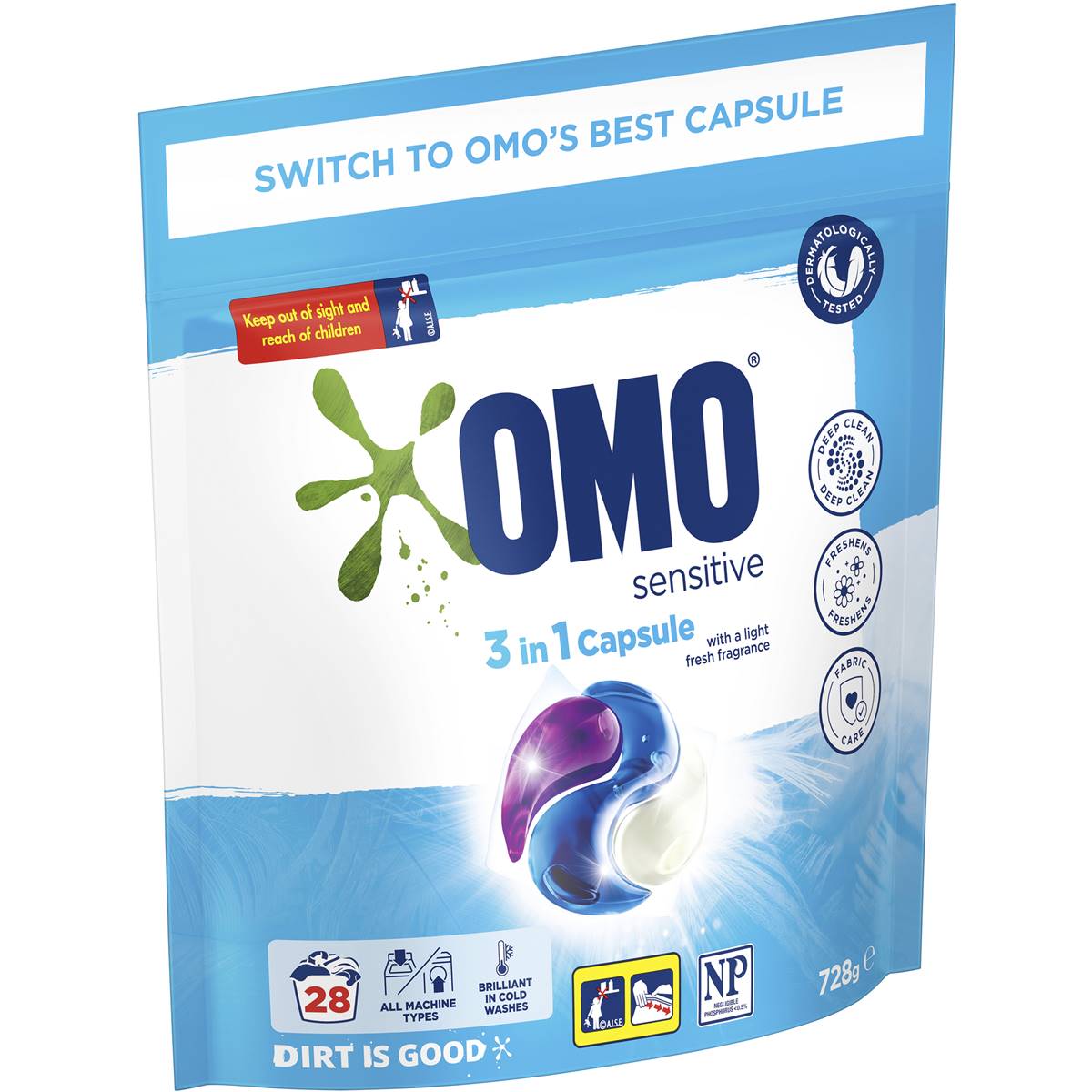 Omo Sensitive 3 in 1 Capsule 728g 28pk