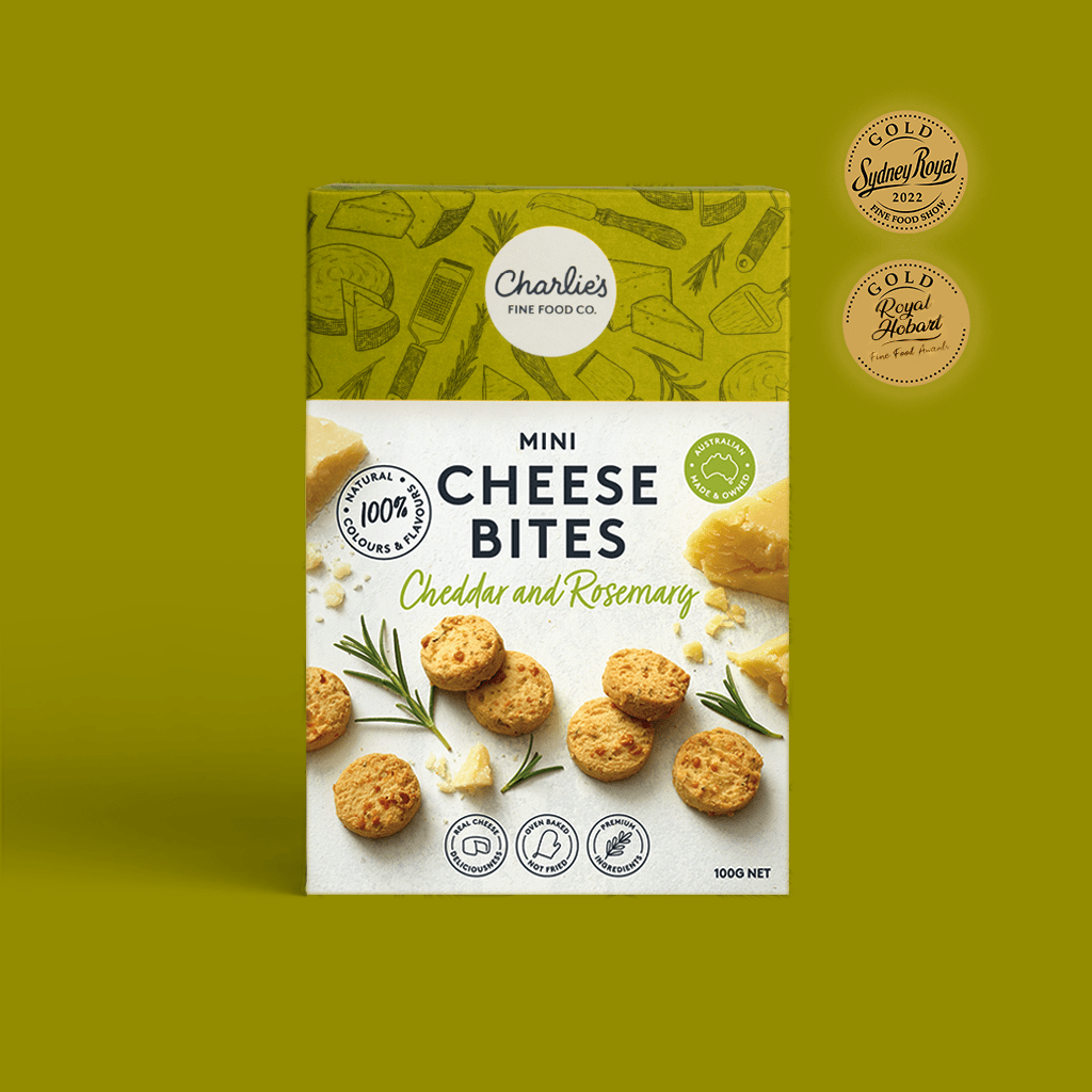 Charlie's Fine Food Cheese Bites Cheddar & Rosemary 100g