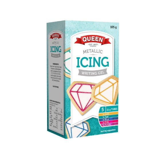 Queen Metallic Icing Writing Gel 5pk