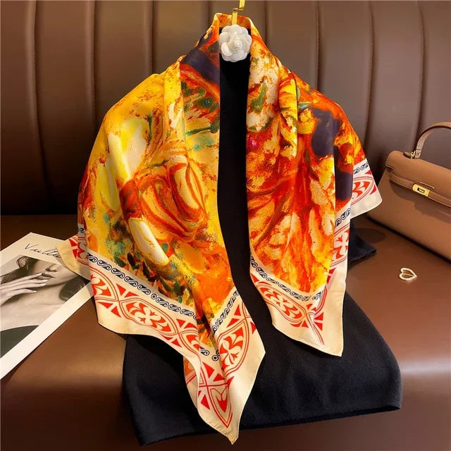 Scarf Twill Polyester 90x90 Flame