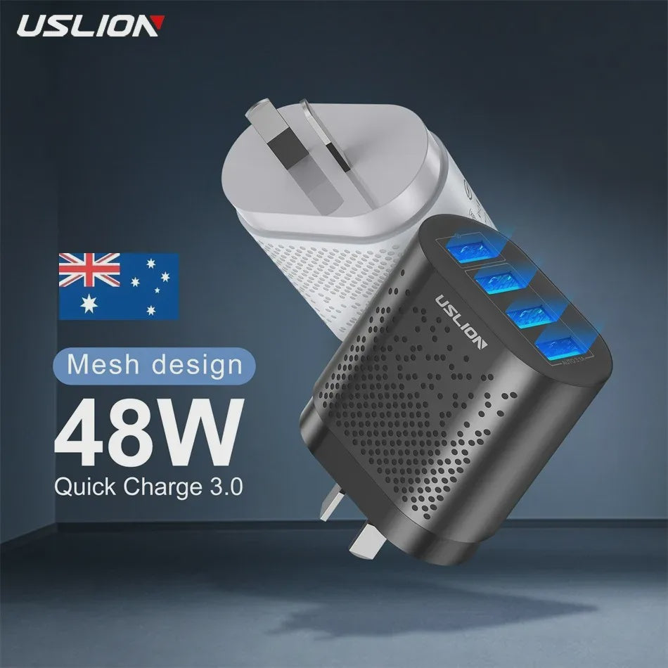 USB Charger 4 Port 240V Plug in