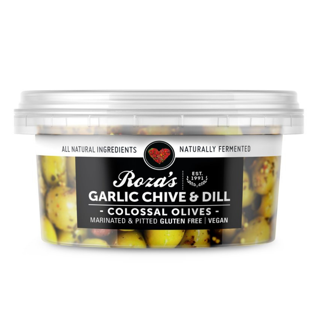 Roza's Garlic Chive & Dill Olives 200g