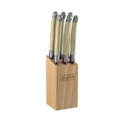 Laguiole Steak Knife Block Ivory 7 Piece