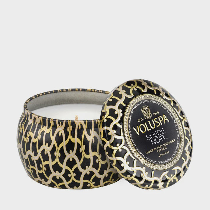 Suede Noir Decorative Tin Candle