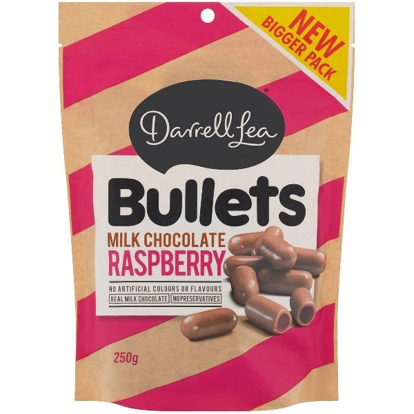 Darrell Lea Milk Chocolate Raspberry Bullets 226g