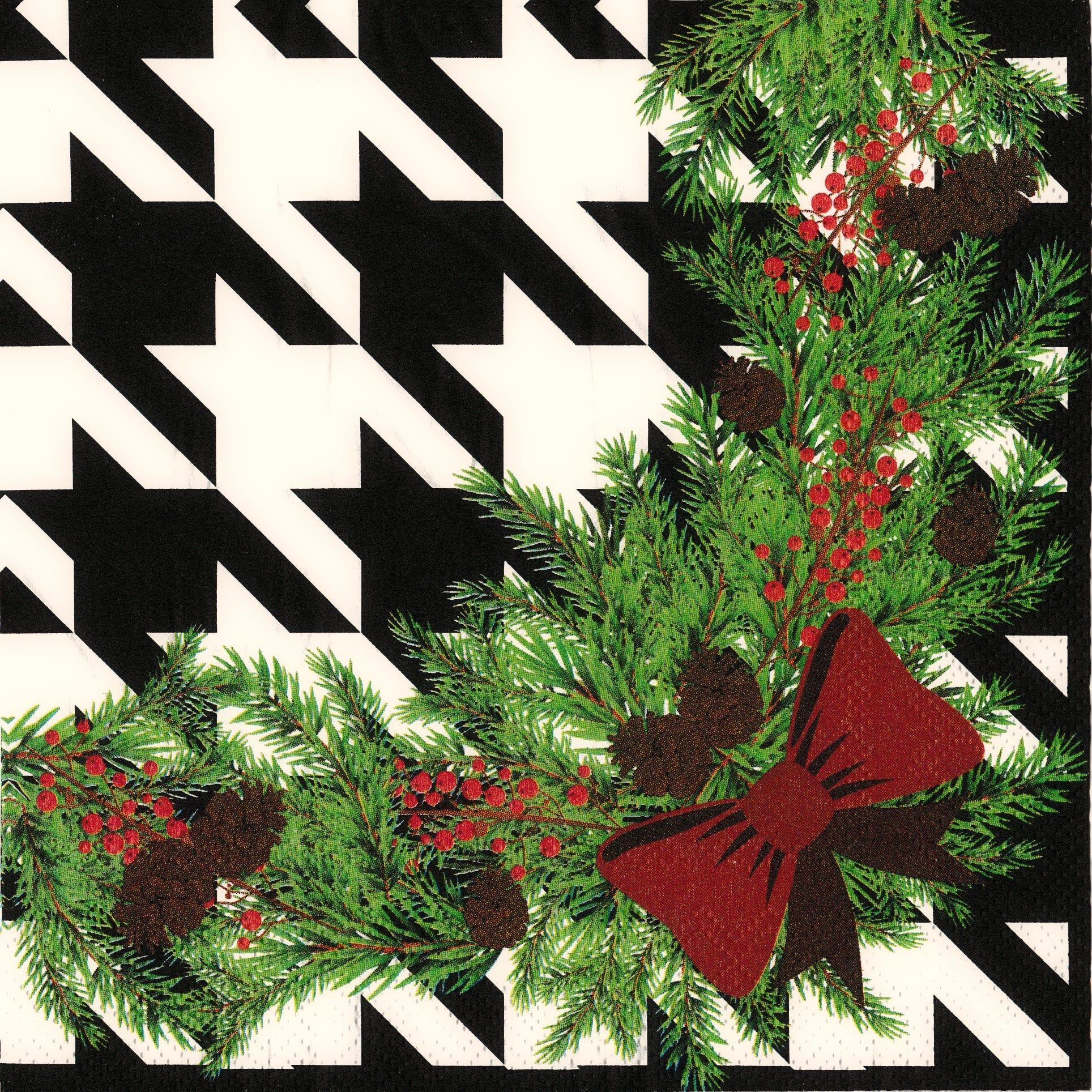 A Houndstooth Christmas Napkins Cocktail