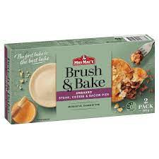 Mrs Macs Brush & Bake Steak Cheese & Bacon Pies 2pk