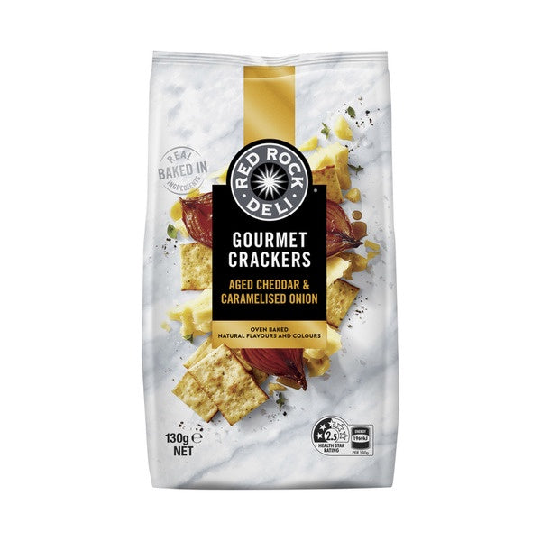 Red Rock Deli Crackers Cheddar & Caramelised Onion 130g