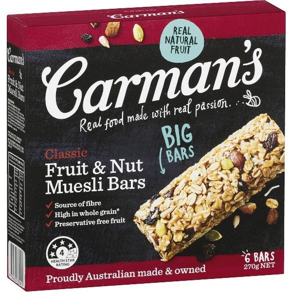 Carman's Classic Fruit & Nut Muesli Bars 6pk