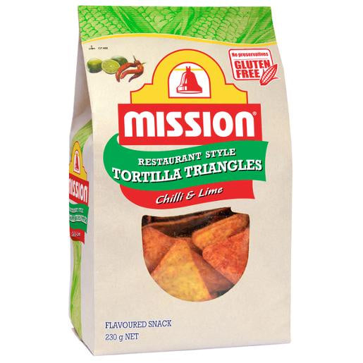 Mission Tortilla Triangles Chilli & Lime 230g