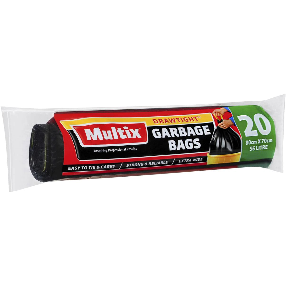 Multix Garbage Bags Drawtight 56L 80x70cm 20pk