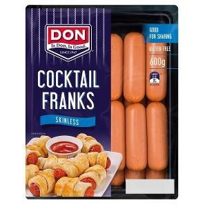 Don Skinless Cocktail Frankfurts 600g