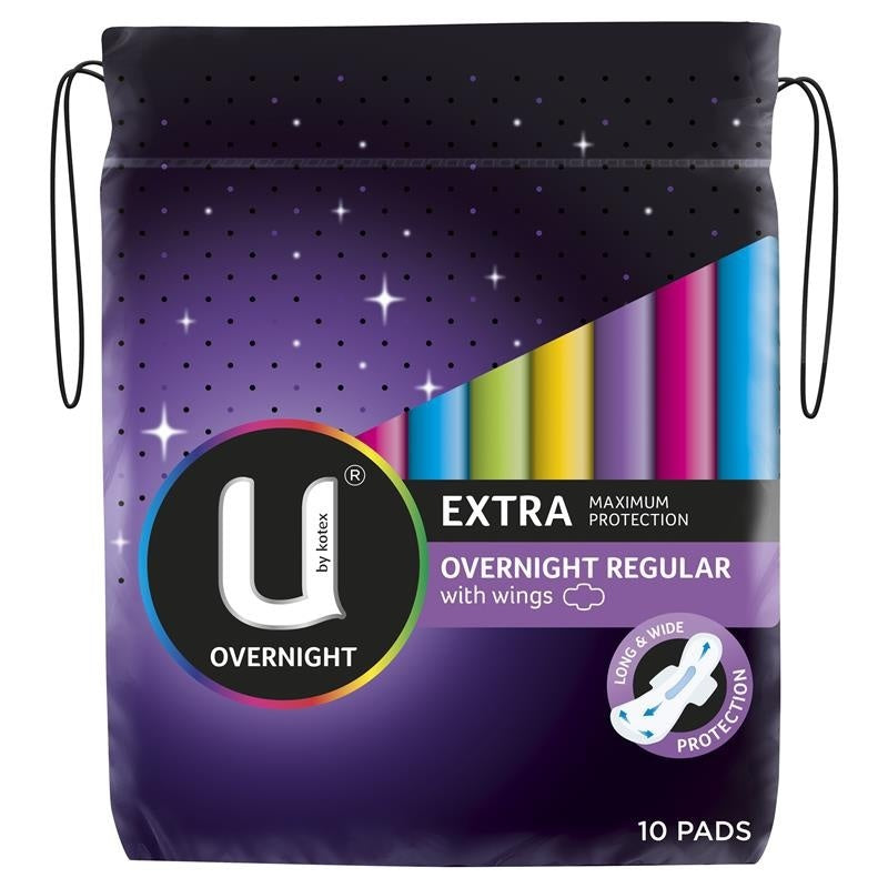 U By Kotex Ultrathins Overnight Regular 10pk